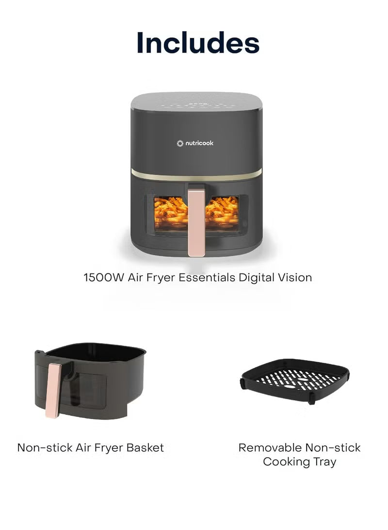 air-fryer-essentials-vision-5-2l-capacity-1500w-10-presets-clear-window-with-light-pro-cyclone-technology-healthy-frying-digital-touchscreen-sleek-design-2-year-warranty-5-2-l-1500-w-afe152v-rg-grey