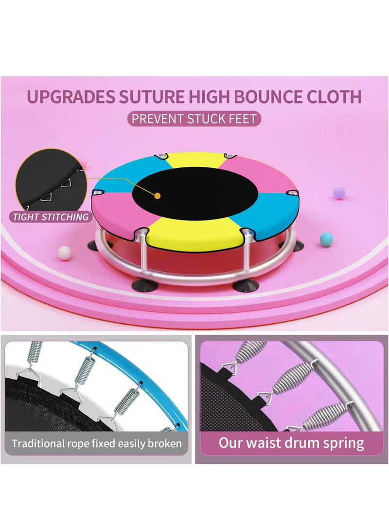 trampoline-for-kids-140cm-toddler-trampoline-indoor-and-outdoor-load-bearing-250kg-kids-trampoline-with-enclosure-net-mini-trampoline-with-swing-sandbag-basketball-hoop-adjustable-gymnastics-bar