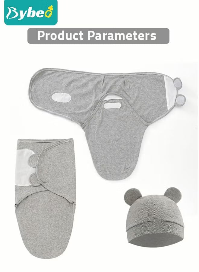 6-pcs-baby-swaddle-blanket-wrap-cap-set-newborn-infant-sleep-sack-with-caps-100-breathable-cotton-0-4-month