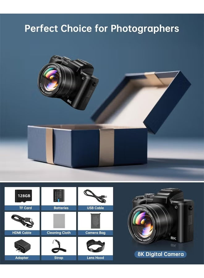8k-digital-cameras-for-photography-autofocus-88mp-wifi-vlogging-camera-for-tiktok-with-dual-lens-16x-digital-zoom-vlog-camera-with-lens-hood-128gb-tf-card