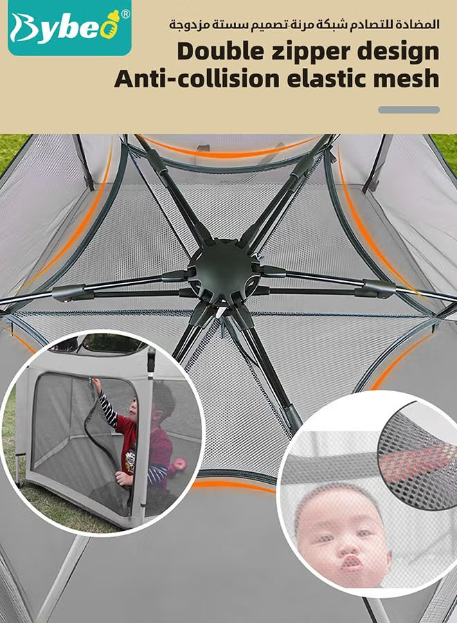 baby-playpen-fence-with-playmat-canopy-folding-playard-for-toddler-collapsible-camping-tent-for-adults-and-children-kids-activity-center-outdoor-infant-play-tents-with-travel-bag-and-safety-lock