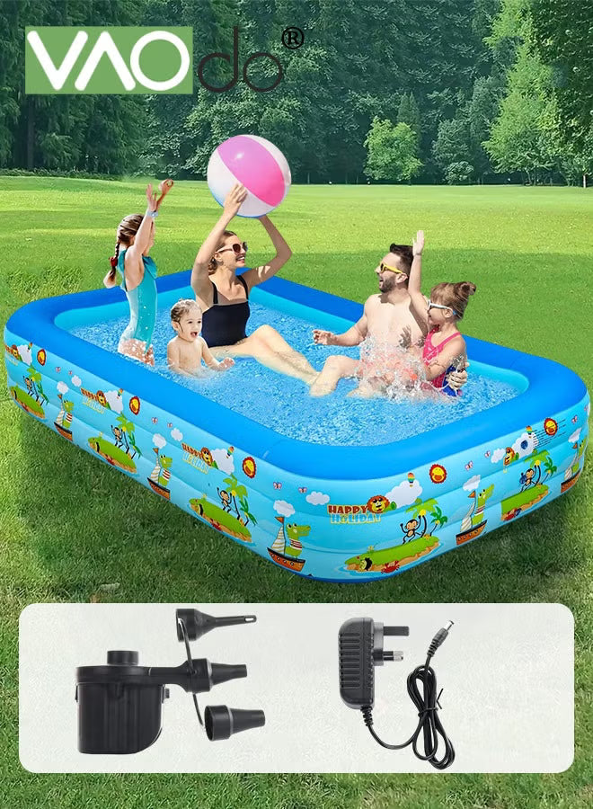 inflatable-kiddie-pool-with-electric-inflatable-pump-kids-swimming-pool-with-inflatable-soft-floor-ocean-world-inflatable-bathtub-for-indoor-or-outdoor-ball-pit-pool-for-children-and-adults-260-160-60cm