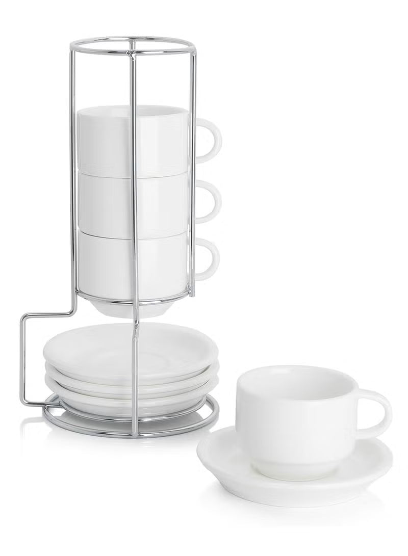 2-5-ounce-porcelain-stackable-espresso-cups-with-saucers-and-metal-stand-set-of-4-white