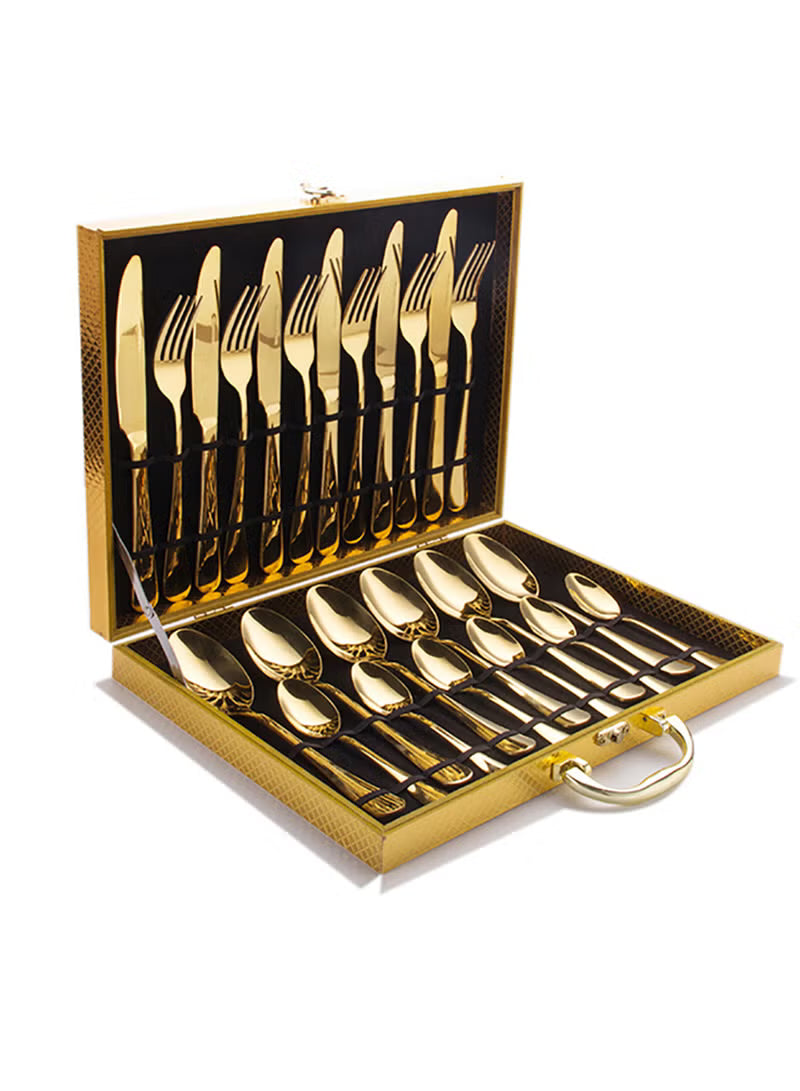 24-piece-stainless-steel-cutlery-set-kitchen-utensils-set-surface-texture-free-western-tableware-suitable-for-home-kitchen-restaurant-hotel-party-dining-picnic-dining-exquisite-packaging-gift-golden