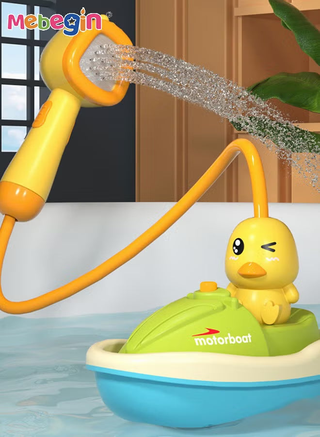 bath-toys-for-toddlers-1-3-water-spray-rubber-ducks-baby-bathtub-toys-electric-shower-toy-set-with-boat-hand-spray-hose-4-little-ducks-fun-bath-toys-for-kids-girls-boys