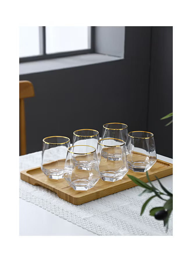 6-piece-hexagonal-low-glass-water-cup-clear-gold-9-2x9-3x6-6cm
