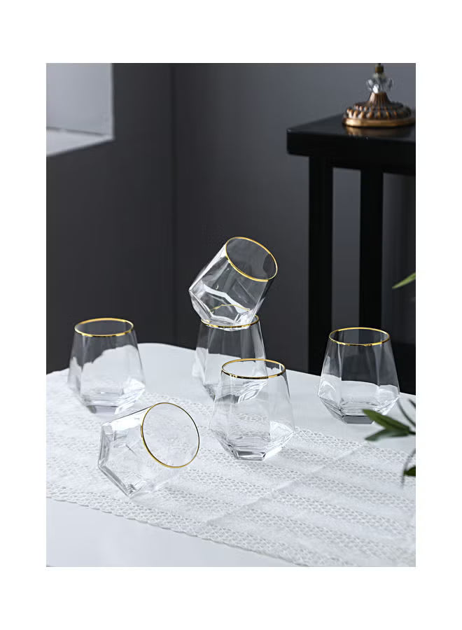 6-piece-hexagonal-low-glass-water-cup-clear-gold-9-2x9-3x6-6cm