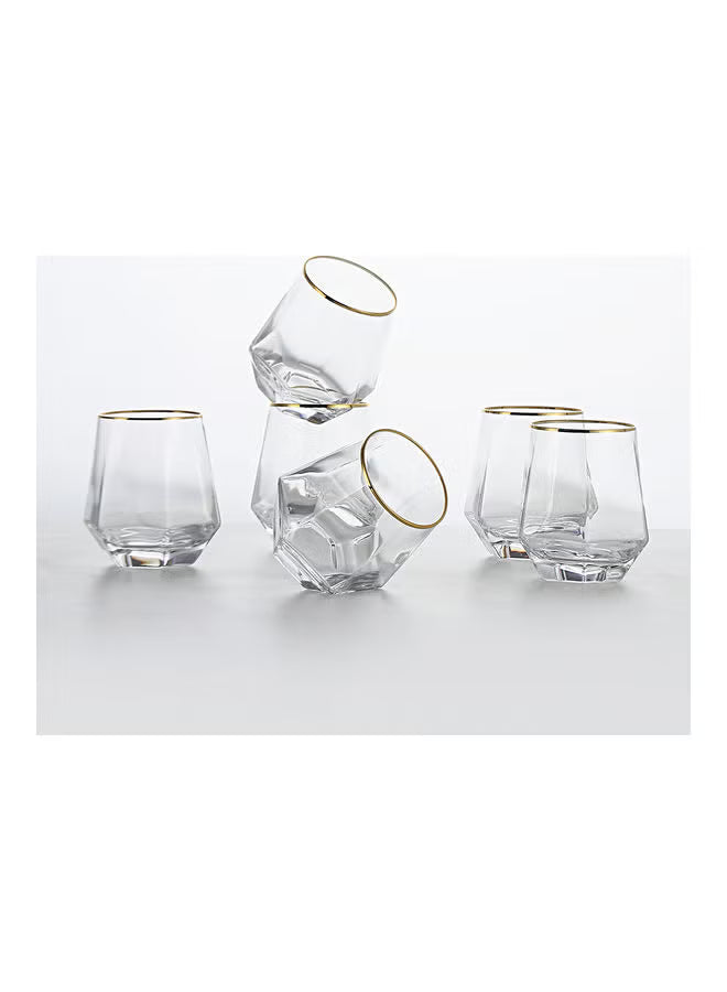 6-piece-hexagonal-low-glass-water-cup-clear-gold-9-2x9-3x6-6cm