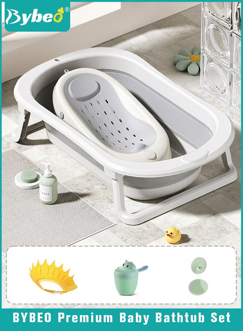5-pcs-baby-bath-tub-foldable-bathtub-with-baby-bath-chair-shower-cap-1-washing-hair-shower-shampoo-cup-1-shampoo-brush-1
