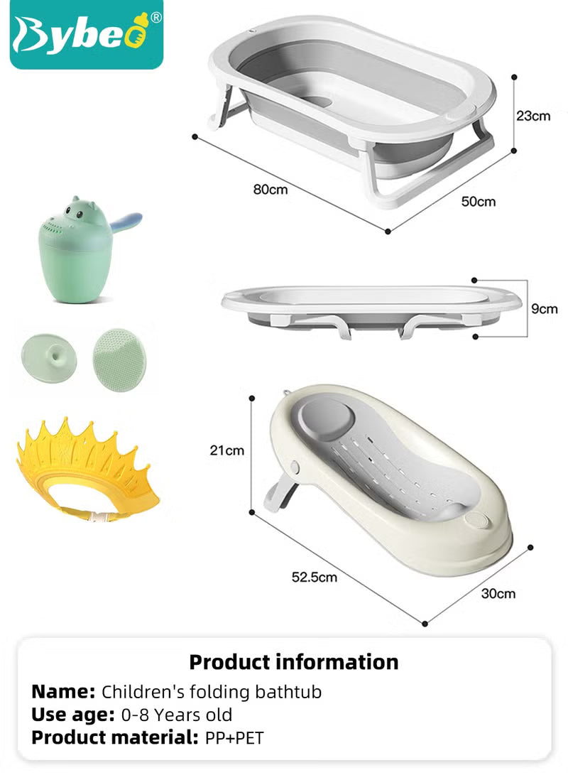 5-pcs-baby-bath-tub-foldable-bathtub-with-baby-bath-chair-shower-cap-1-washing-hair-shower-shampoo-cup-1-shampoo-brush-1