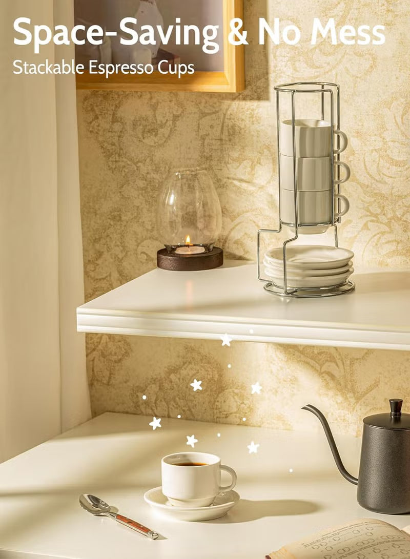 2-5-ounce-porcelain-stackable-espresso-cups-with-saucers-and-metal-stand-set-of-4-white