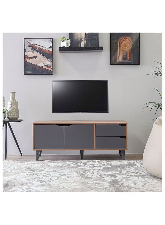 modesto-tv-cabinet-for-up-to-32-inches-tv-entertainment-modern-design-wall-unit-furniture-wooden-tv-stand-for-living-room-bedroom-tv-rack-l120xw40xh49-cm-cherry-dark-grey