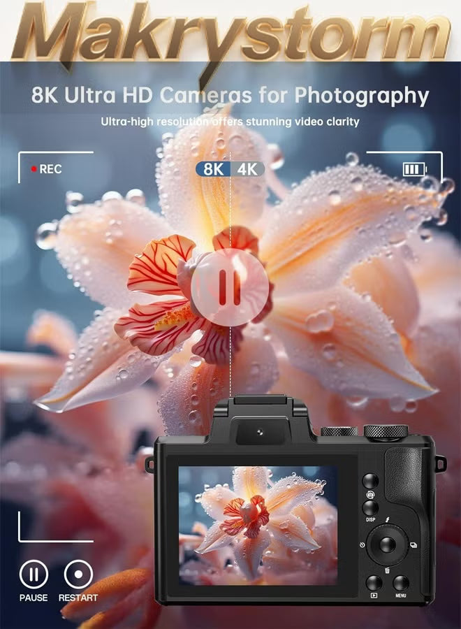 8k-digital-cameras-for-photography-autofocus-88mp-wifi-vlogging-camera-for-tiktok-with-dual-lens-16x-digital-zoom-vlog-camera-with-lens-hood-128gb-tf-card