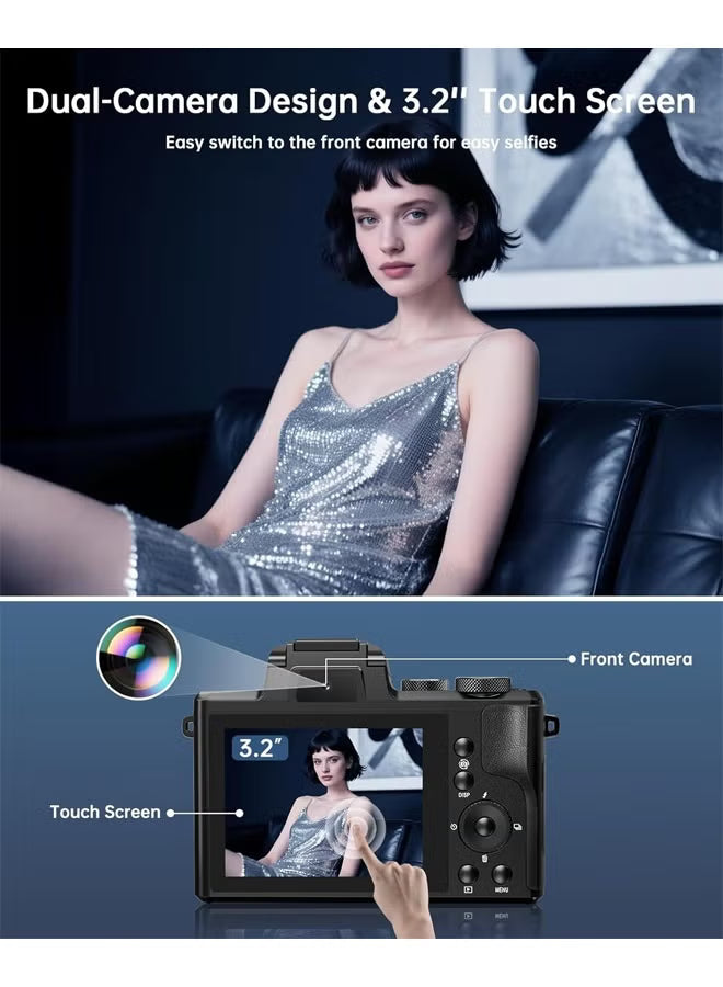 8k-digital-cameras-for-photography-autofocus-88mp-wifi-vlogging-camera-for-tiktok-with-dual-lens-16x-digital-zoom-vlog-camera-with-lens-hood-128gb-tf-card