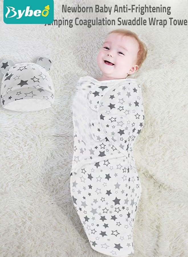 6-pcs-baby-swaddle-blanket-wrap-cap-set-newborn-infant-sleep-sack-with-caps-100-breathable-cotton-0-4-month