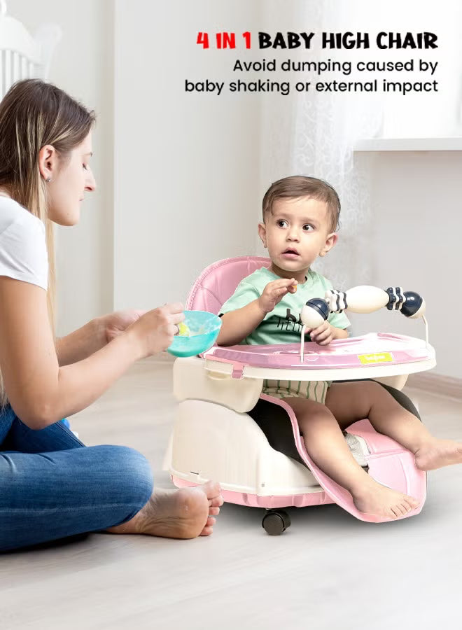 4-in-1-nora-convertible-high-chair-for-kids-with-adjustable-height-and-footrest-baby-toddler-feeding-booster-seat-with-tray-safety-belt-kids-high-chair-for-baby-6-months-to-4-years-pink