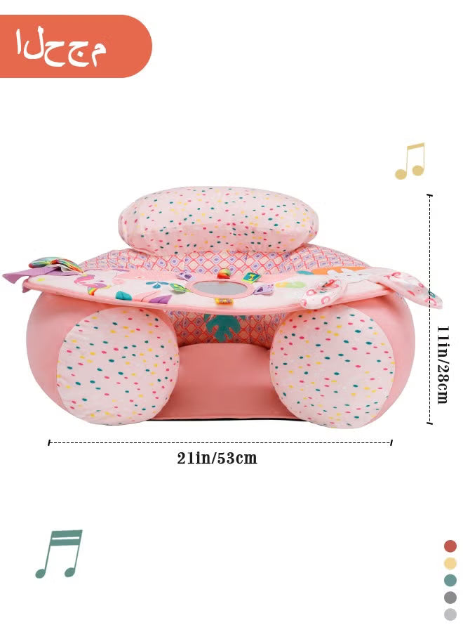 baby-inflatable-seat-with-cover-for-babies-3-36-months-portable-baby-chair-sit-me-up-floor-seat-with-detachable-activity-sensory-tray-baby-seats-for-sitting-up-pink