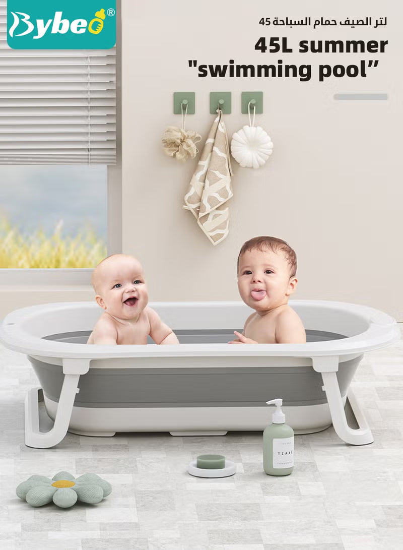 5-pcs-baby-bath-tub-foldable-bathtub-with-baby-bath-chair-shower-cap-1-washing-hair-shower-shampoo-cup-1-shampoo-brush-1