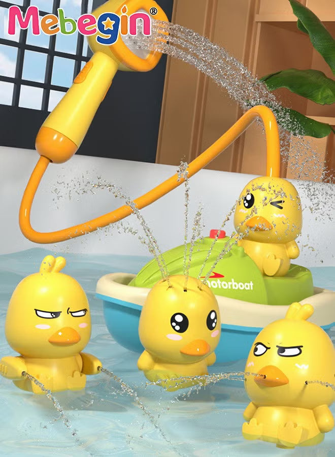 bath-toys-for-toddlers-1-3-water-spray-rubber-ducks-baby-bathtub-toys-electric-shower-toy-set-with-boat-hand-spray-hose-4-little-ducks-fun-bath-toys-for-kids-girls-boys