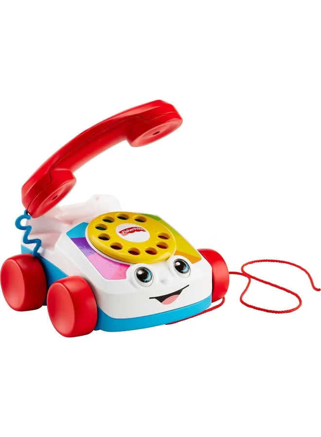 Toddler Pull Toy Chatter Telephone Pretend Phone With Rotary Dial And Wheels For Walking Play Ages 1+ Years