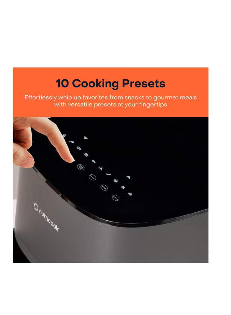 air-fryer-essentials-vision-5-2l-capacity-1500w-10-presets-clear-window-with-light-pro-cyclone-technology-healthy-frying-digital-touchscreen-sleek-design-2-year-warranty-5-2-l-1500-w-afe152v-rg-grey