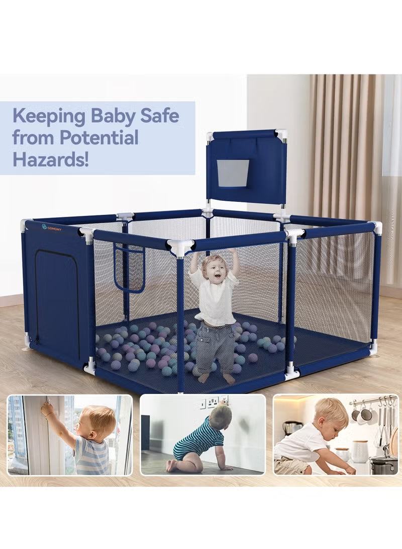 portable-baby-playpen-foldable-safety-fence-for-kids-toddlers-indoor-outdoor-use-activity-center-with-30-balls-easy-fold-play-yard-baby-safety-playpen-with-basketball-hoop