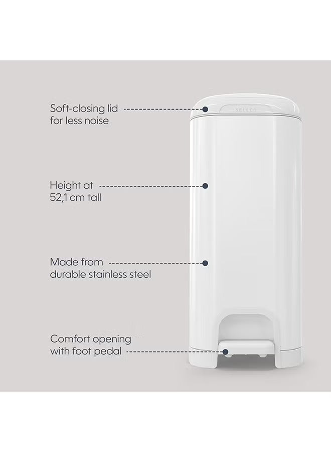 select-odor-lock-stainless-steel-diaper-pail-white-hands-free-step-pedal-odor-control-large-capacity-baby-nappy-trash-bin