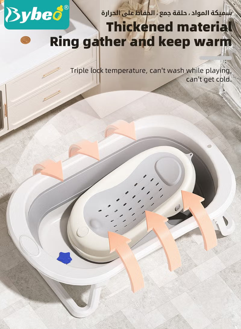 5-pcs-baby-bath-tub-foldable-bathtub-with-baby-bath-chair-shower-cap-1-washing-hair-shower-shampoo-cup-1-shampoo-brush-1