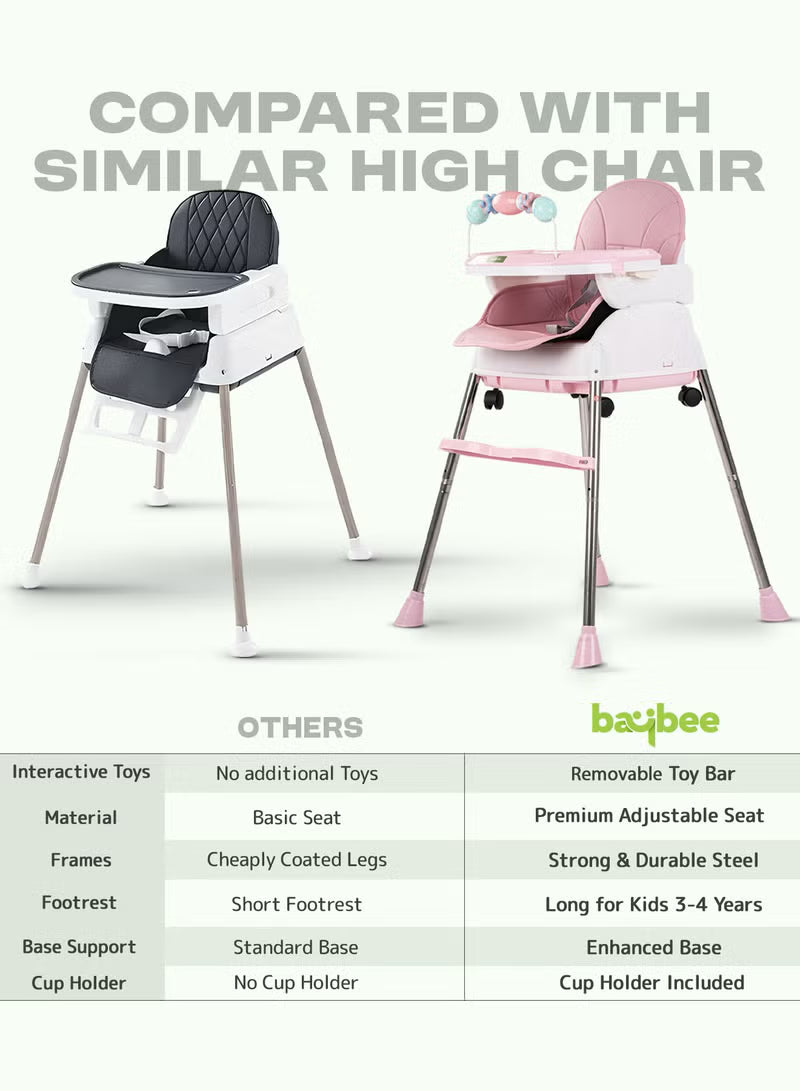 4-in-1-nora-convertible-high-chair-for-kids-with-adjustable-height-and-footrest-baby-toddler-feeding-booster-seat-with-tray-safety-belt-kids-high-chair-for-baby-6-months-to-4-years-pink