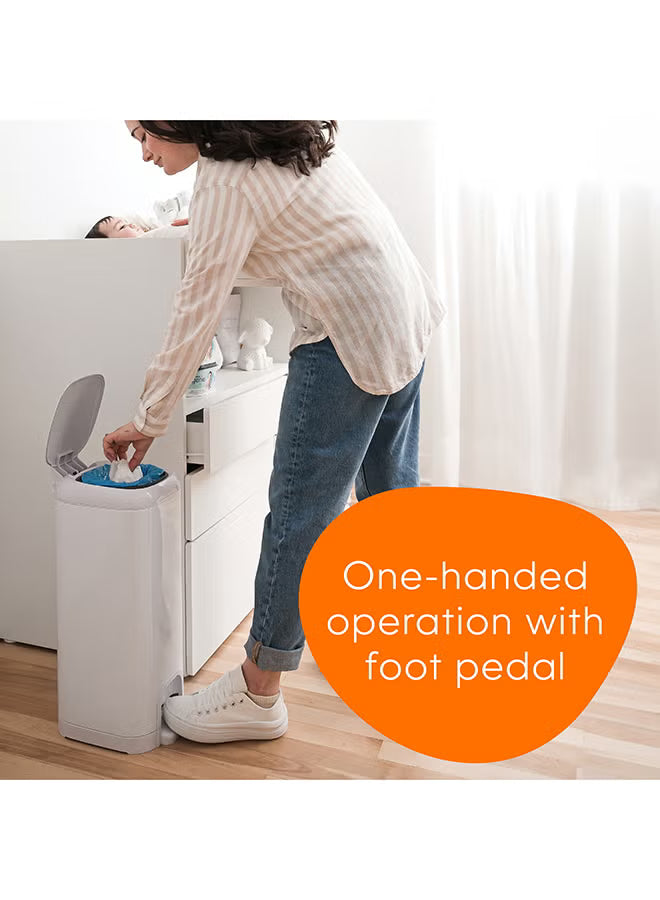 select-odor-lock-stainless-steel-diaper-pail-white-hands-free-step-pedal-odor-control-large-capacity-baby-nappy-trash-bin