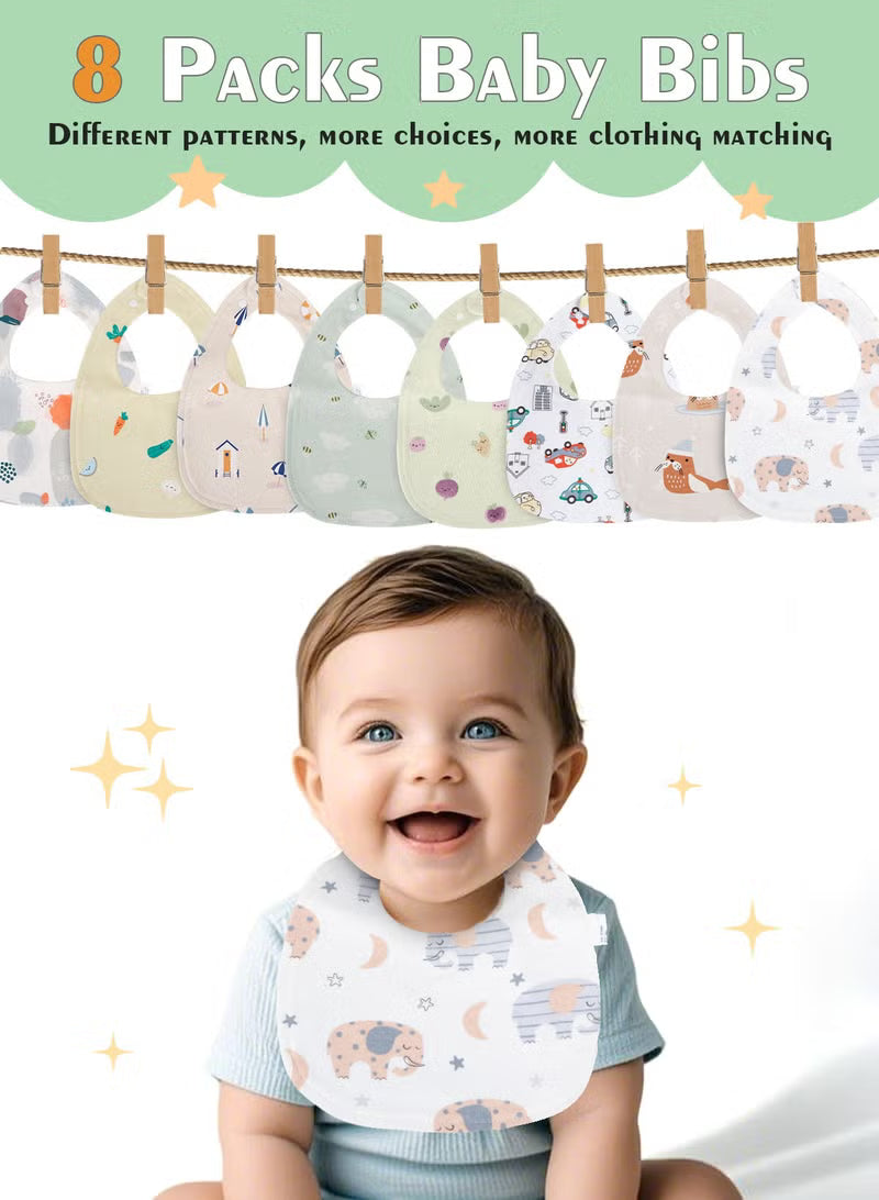 8-pack-dribble-bibs-soft-cotton-baby-teething-bibs-waterproof-drool-bibs-multicolour