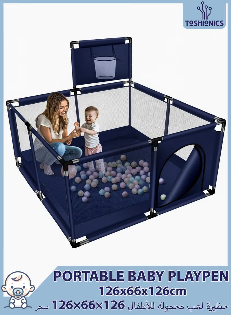 portable-baby-playpen-foldable-safety-fence-for-kids-toddlers-indoor-outdoor-use-activity-center-with-30-balls-easy-fold-play-yard-baby-safety-playpen-with-basketball-hoop