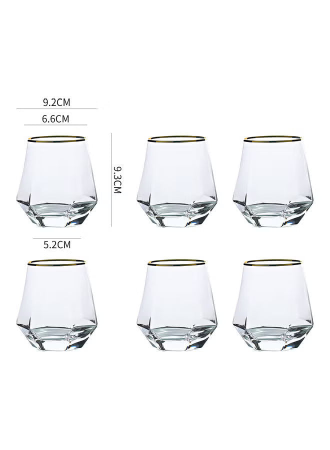 6-piece-hexagonal-low-glass-water-cup-clear-gold-9-2x9-3x6-6cm