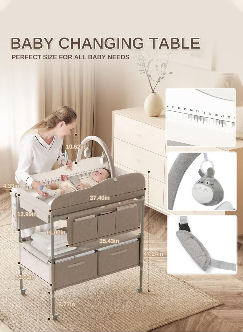 baby-changing-table-versatile-folding-changing-table-waterproof-diaper-changing-station-adjustable-height-with-2-drawers-baby-changing-station-mobile-nursery-for-infant-and-newborn
