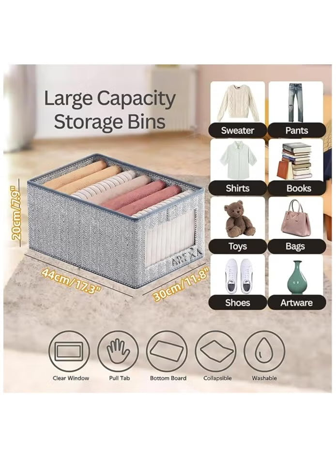4-pack-foldable-wardrobe-clothes-organizer-storage-boxes-large-linen-drawer-bins-with-transparent-window-for-jeans-shirts-sweaters-toys-closet-organization