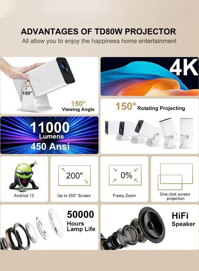 4k-full-hd-projector-smart-projector-home-theatre-4k-support-native-1080p-hd-resolution-11000-lumens-android-13-wifi6-3d-home-theater-projector-rotatable-design-speaker-apps-wifi-meeting-video-movie-td80-white