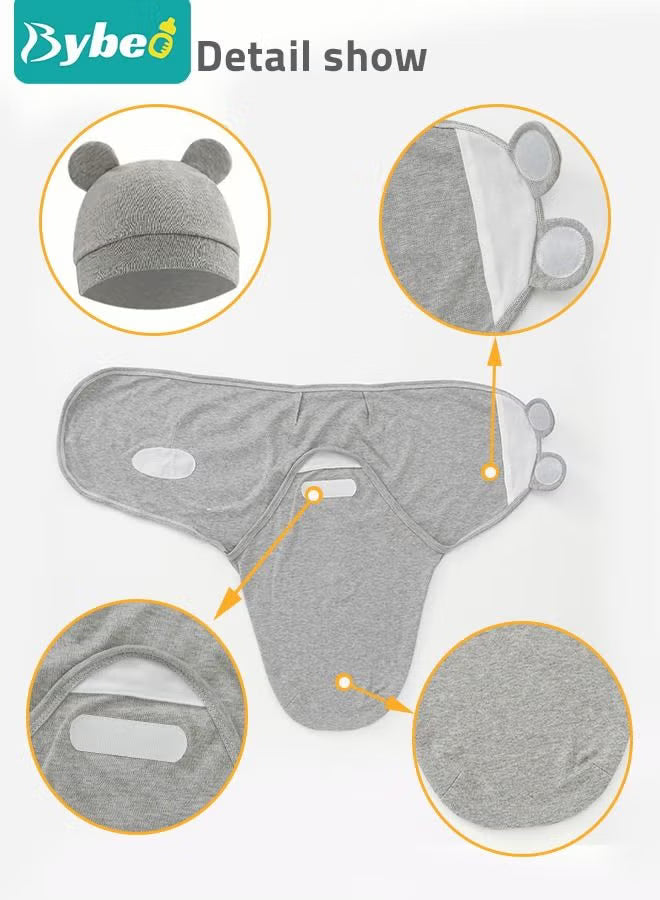 6-pcs-baby-swaddle-blanket-wrap-cap-set-newborn-infant-sleep-sack-with-caps-100-breathable-cotton-0-4-month