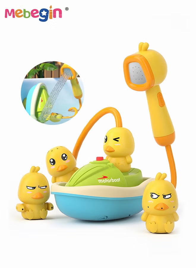 bath-toys-for-toddlers-1-3-water-spray-rubber-ducks-baby-bathtub-toys-electric-shower-toy-set-with-boat-hand-spray-hose-4-little-ducks-fun-bath-toys-for-kids-girls-boys