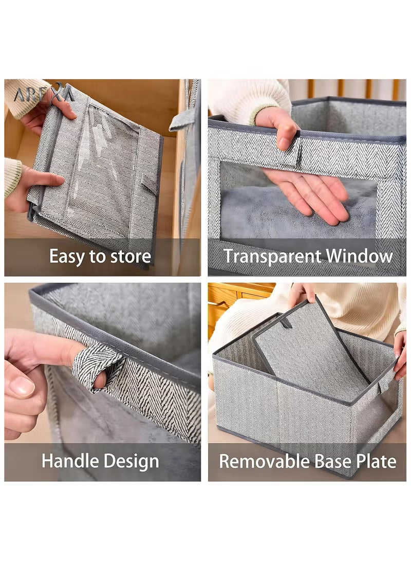 4-pack-foldable-wardrobe-clothes-organizer-storage-boxes-large-linen-drawer-bins-with-transparent-window-for-jeans-shirts-sweaters-toys-closet-organization