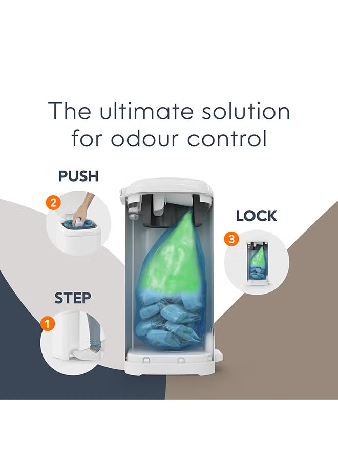 select-odor-lock-stainless-steel-diaper-pail-white-hands-free-step-pedal-odor-control-large-capacity-baby-nappy-trash-bin