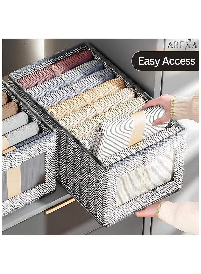 4-pack-foldable-wardrobe-clothes-organizer-storage-boxes-large-linen-drawer-bins-with-transparent-window-for-jeans-shirts-sweaters-toys-closet-organization