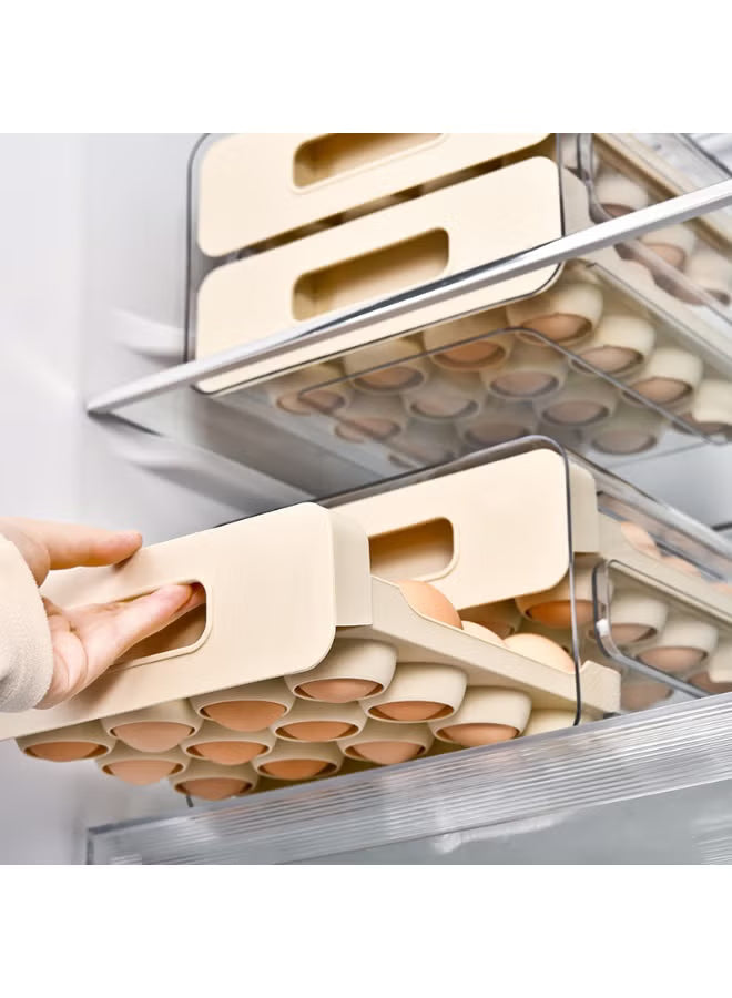 2-layers-plastic-egg-holder-stackable-container-and-dispenser-for-refrigerator-with-drawers-21-5-x-22-5-x-13-cm-cream